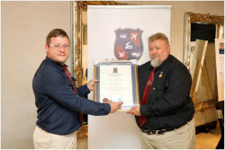 SILVER AWARD
presented to Mr. Grant Laidlaw SAIRAC National Treasurer by Johannesburg Chairman Mr. Gregory Grobbelaar